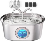 SohoTeco Stainless Steel Cat Water Fountain - Dual Spout 108oz for Multiple Cats