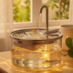 Tomxcute Glass Cat Water Fountain - Borosilicate Glass Fountain for Feline Acne Prevention